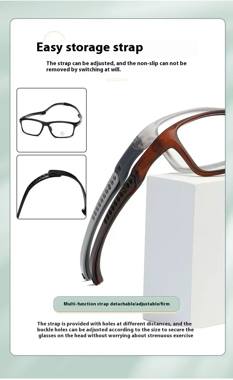 TR90 Sport Photochrome Multifokale Lesebrille Unisex Progressive Near Far Presbyopie Anti Blaues Licht Plus Dioptrien Brillen – Detail 4
