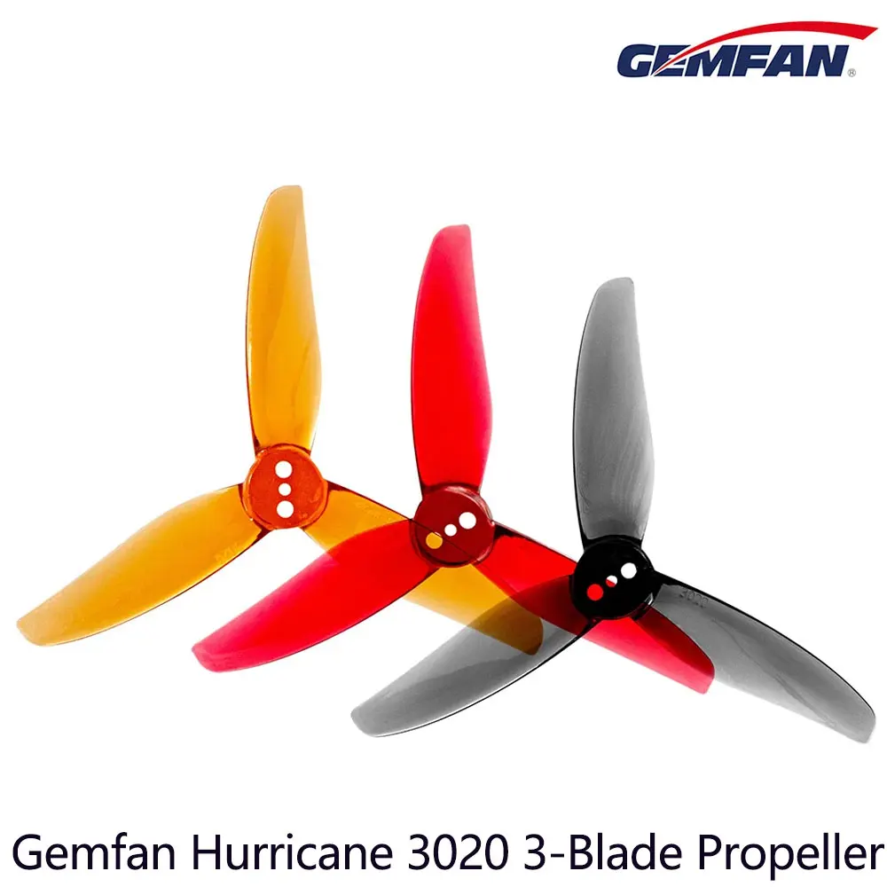 

12Pairs Gemfan Hurricane 3020 3-Blade 3 Hole PC Propeller 1.5mm 2mm For RC FPV Racing Freestyle 3inch Toothpick Cinewhoop Duct