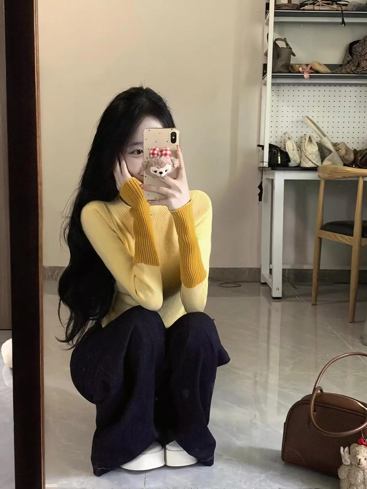 

Корейский мягкий шикарный желтый вязаный кардиган с контрастными вставками, женский осенне-зимний свитер с длинными рукавами, облегающий топ