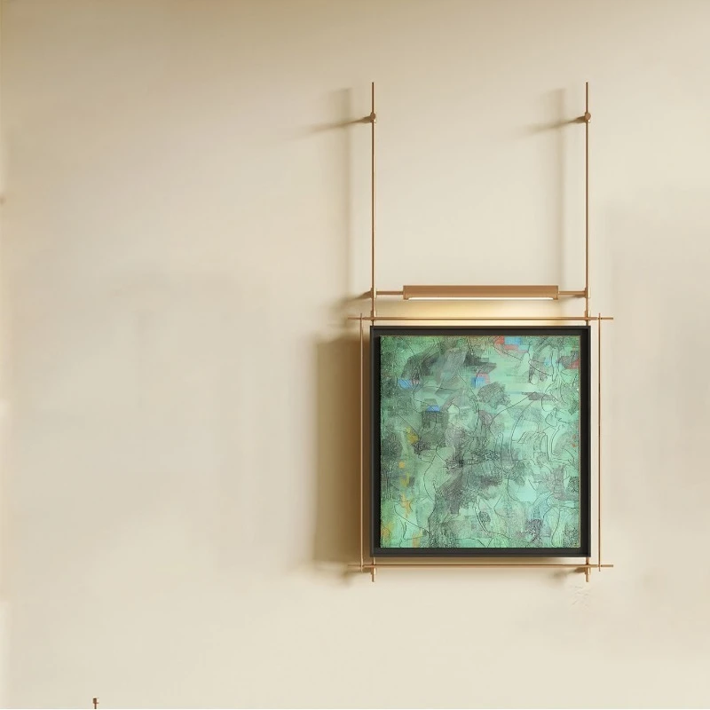 Modern creative paintings with lights, metal frame ambient lighting framed decorative paintings, living room office murals