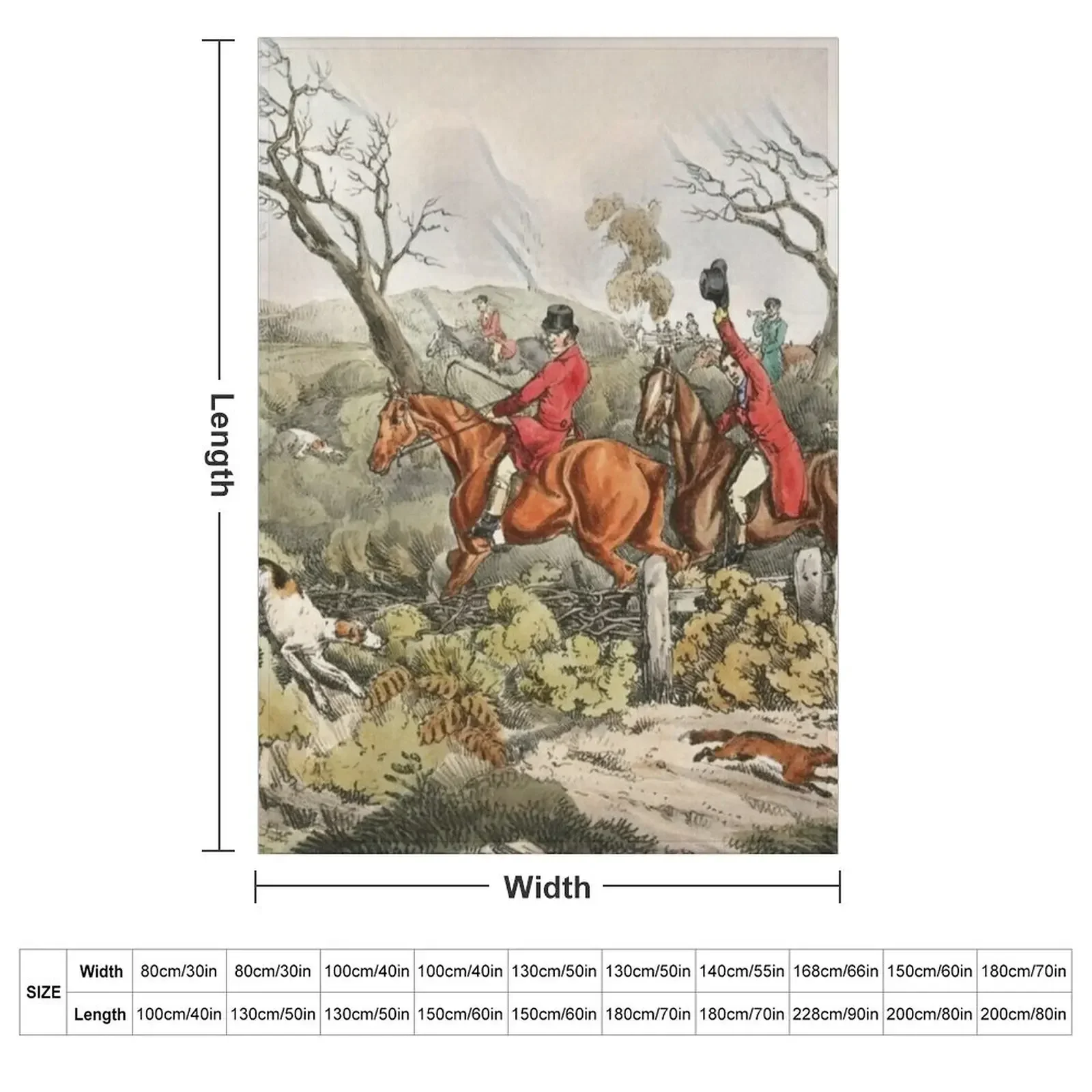 Fox Hunting - Dogs Chasing a Fox Throw Blanket Thin Thins Retros Flannels for babies Hairy Blankets