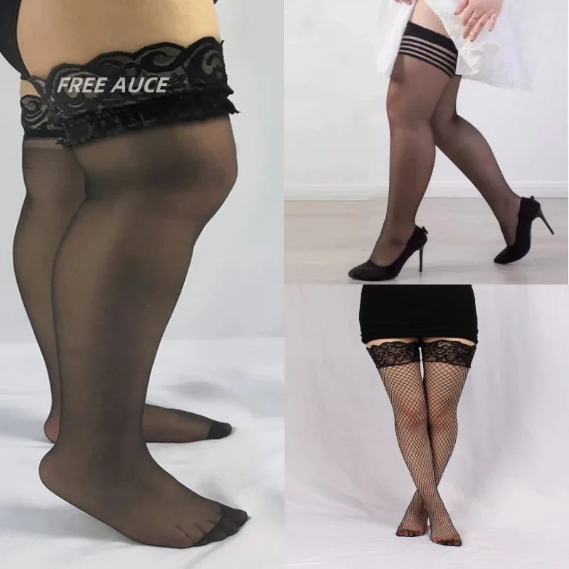 

Sexy Woman Hollow Out High Waist Net Lace Fishnet Top Garter Belt Thigh-Highs Stockings Pantyhose Panties Black
