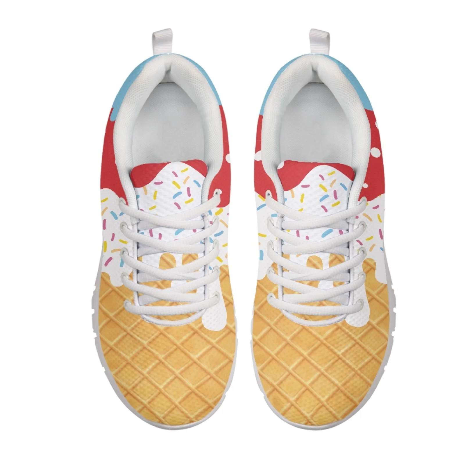 Coloranimal Ice Cream Waffle 2026 Mesh Running Sneakers with EVA Sole, Comfortable Athletic Footwear for Outdoor Walking