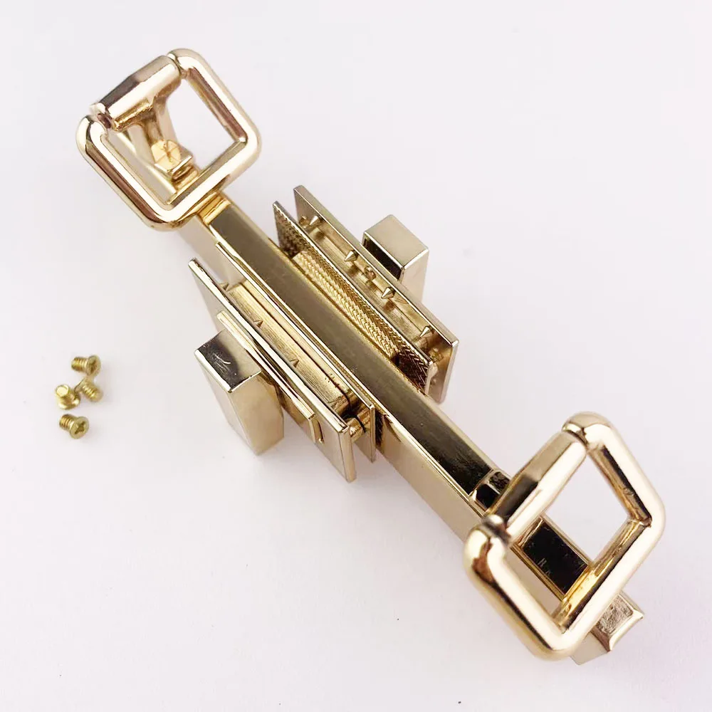 1-2-5Sets Light Gold 12.5CM Metal Double Twist Locks For DIY Replacement Bags Handbag Handle Turn Lock Hardware Accessories