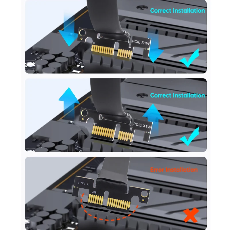 PCIE 3.0 X 1 Extension Cable 90 Degree Right Angle Extension Cable for PCI Express Riser Card Ribbon Extender