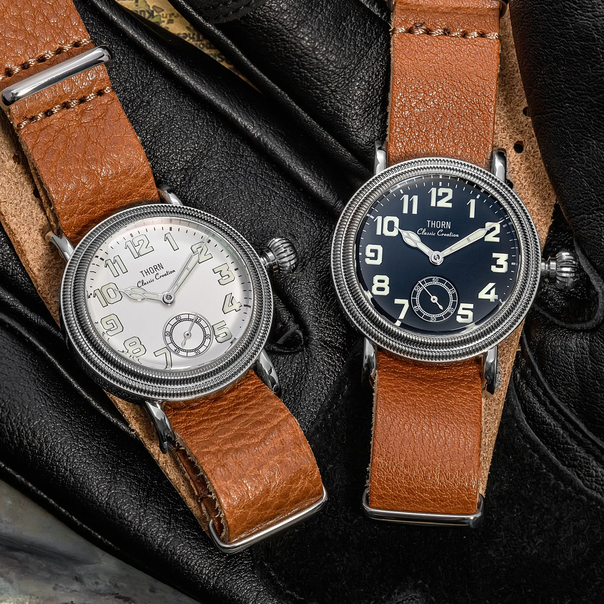 【T013】THORN Uhr 36 mm Durchmesser Vintage Fliegeruhr ST1700 Handaufzug Mechanische Uhrwerkuhr Schweizer Leuchtkraft – Detail 3