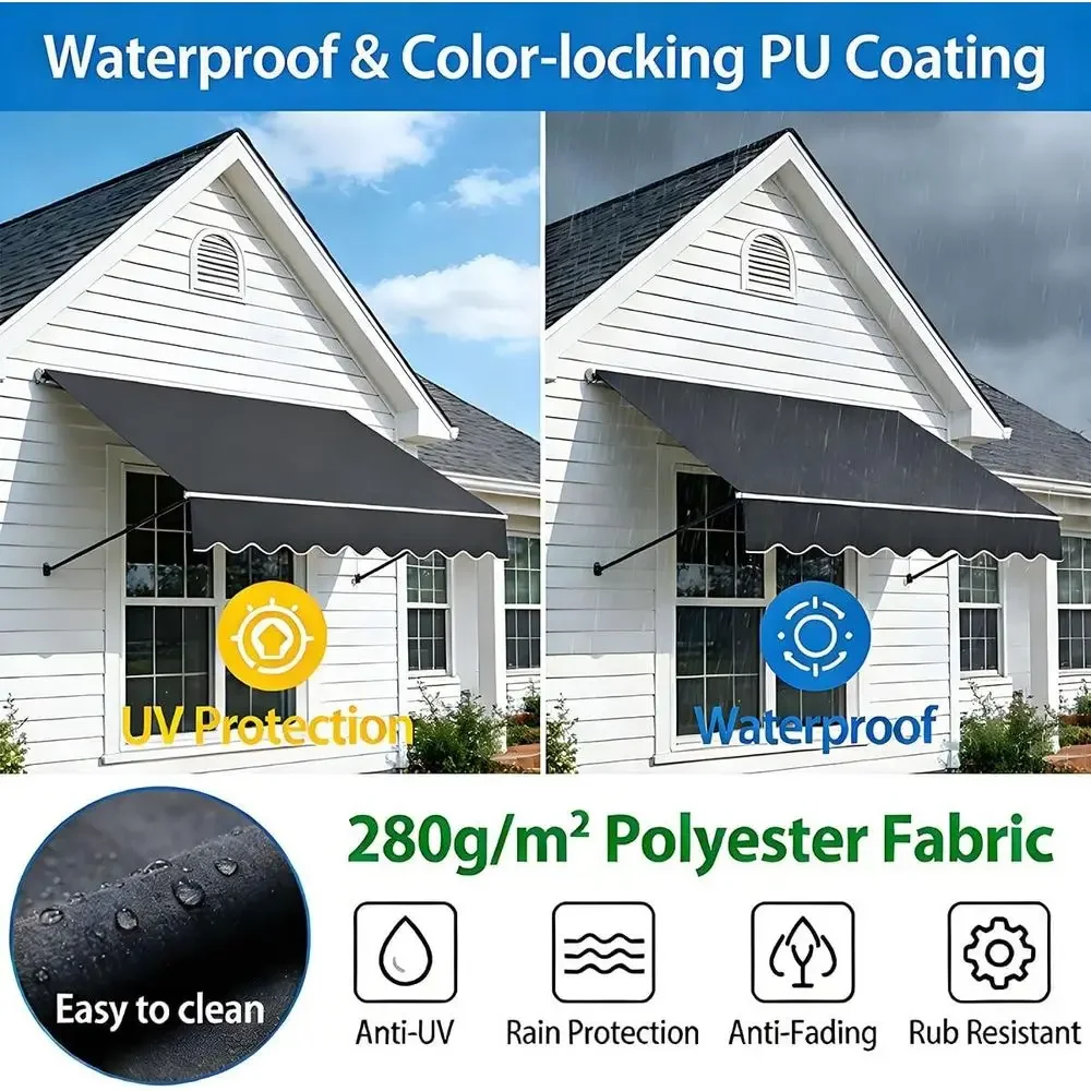 Replacement Canvas for Outdoor Awnings, 6.5t to 16t, Suitable for Patio, Terrace, and Balcony (Khaki, 13x8)