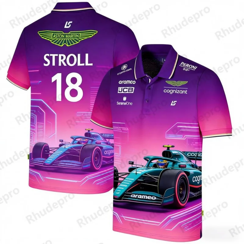 

Рубашка-поло с пуговицами в уличном стиле Aston Martin Racing Team Training, Fernando Alonso 14, мужская и женская одежда с короткими рукавами