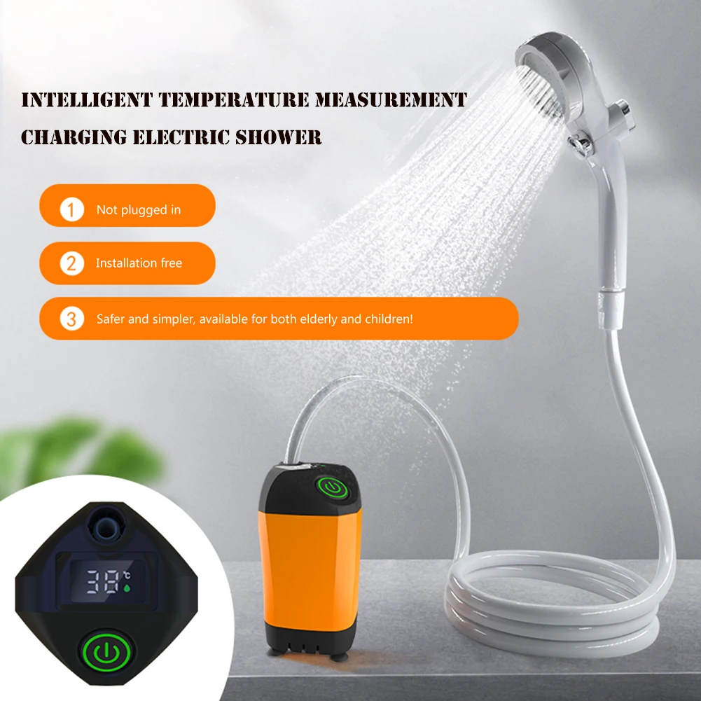 

Outdoor Camping Shower Pump Kit with Digital Display Portable Electric Shower Pump for Hiking Travel Beach Pet Watering