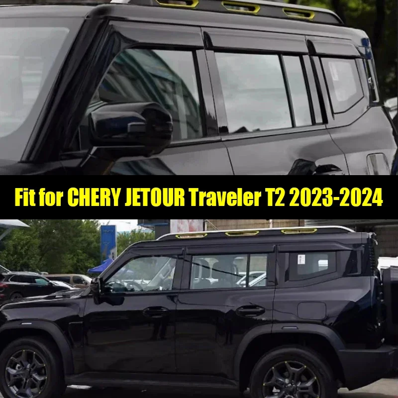 New! Suitable for CHERY Jetour Traveller T2 2023 2024 Original Titanium Black Rain Eyebrow Window Rain Shield Car Exterior Trim