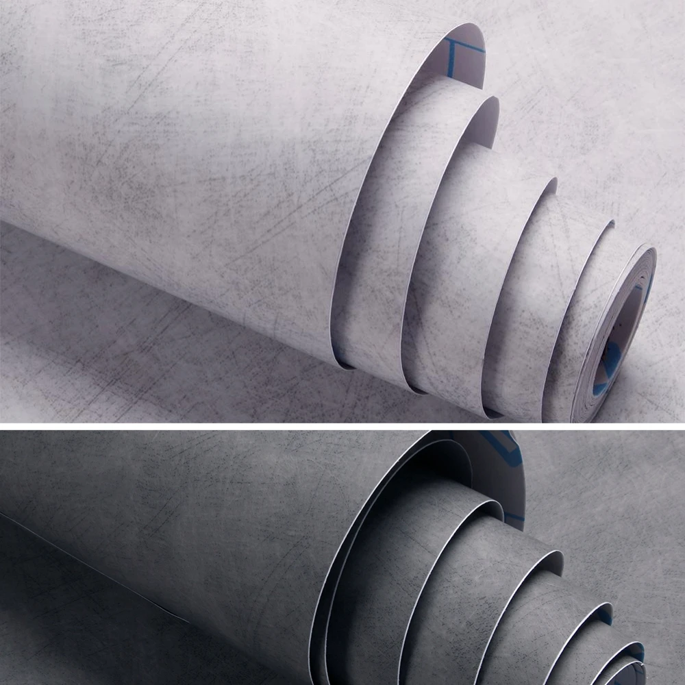 Gray Concrete Wallpaper Self Adhesive Waterproof Vinyl Film Stickers for Countertops Bedroom Bathroom Walls Home Decore Stickers