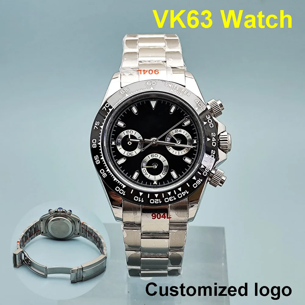 

Часы VK63, мужские часы, мужские часы с кварцевым механизмом, часы из нержавеющей стали, сапфировое стекло, часы с механизмом VK63