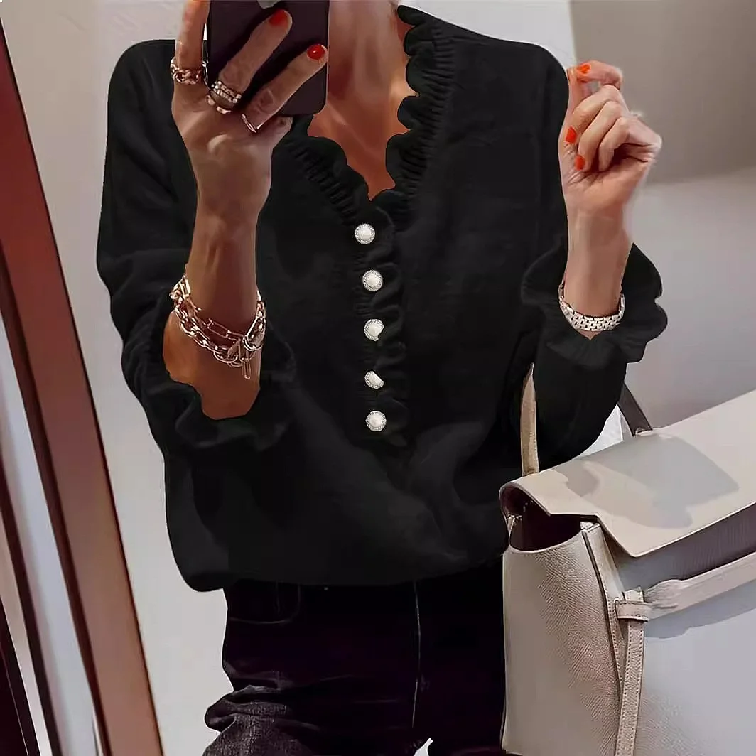 Knitted Sweater Long Sleeve Ruffle V Neck Knitwear Pullover Tops Spring Summer Fall Autumn Matching Sets