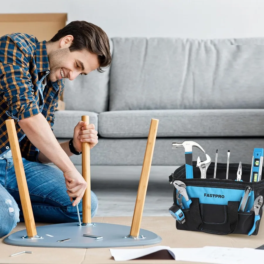 مجموعة أدوات منزلية لسائق الحفر اللاسلكي 232 قطعة 20 فولت لإصلاح المنزل مع مثقاب 12 بوصة حقيبة تخزين مفتوحة الفم واسعة باللون الأزرق