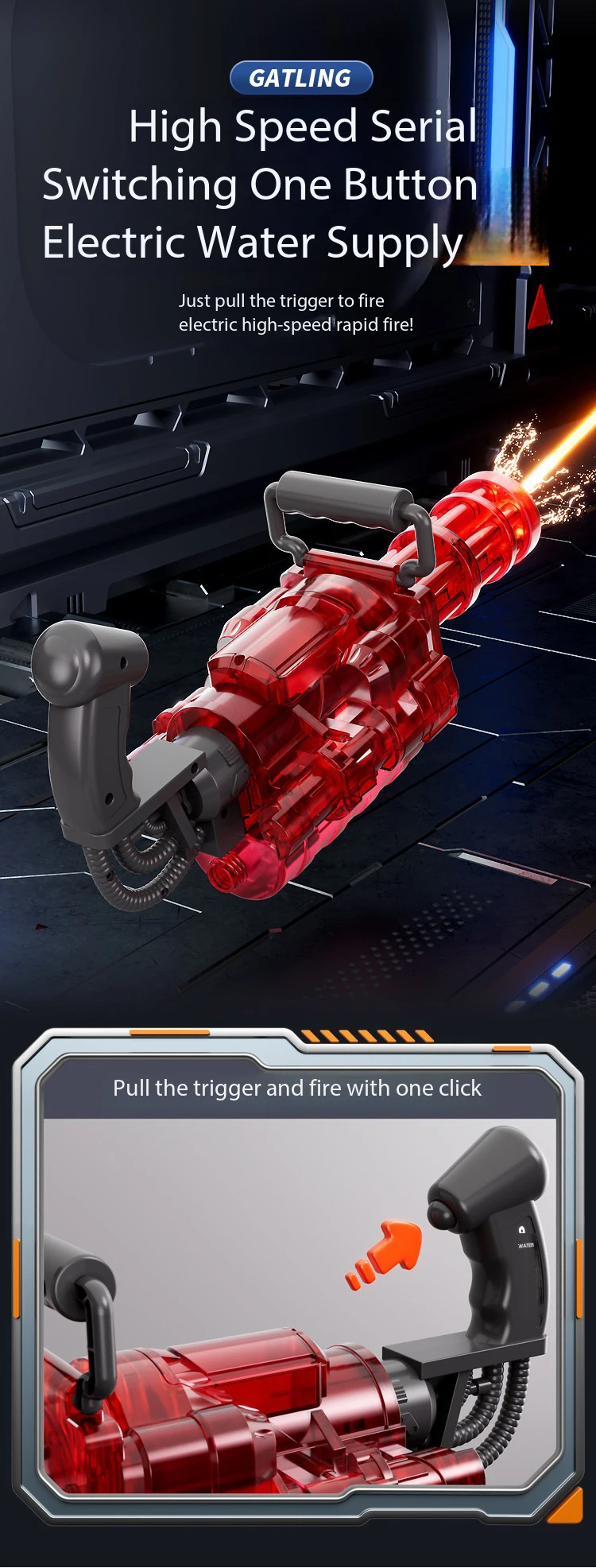 Elektrisch gatling waterpistool met led voor strand en zwembad_voghion.com