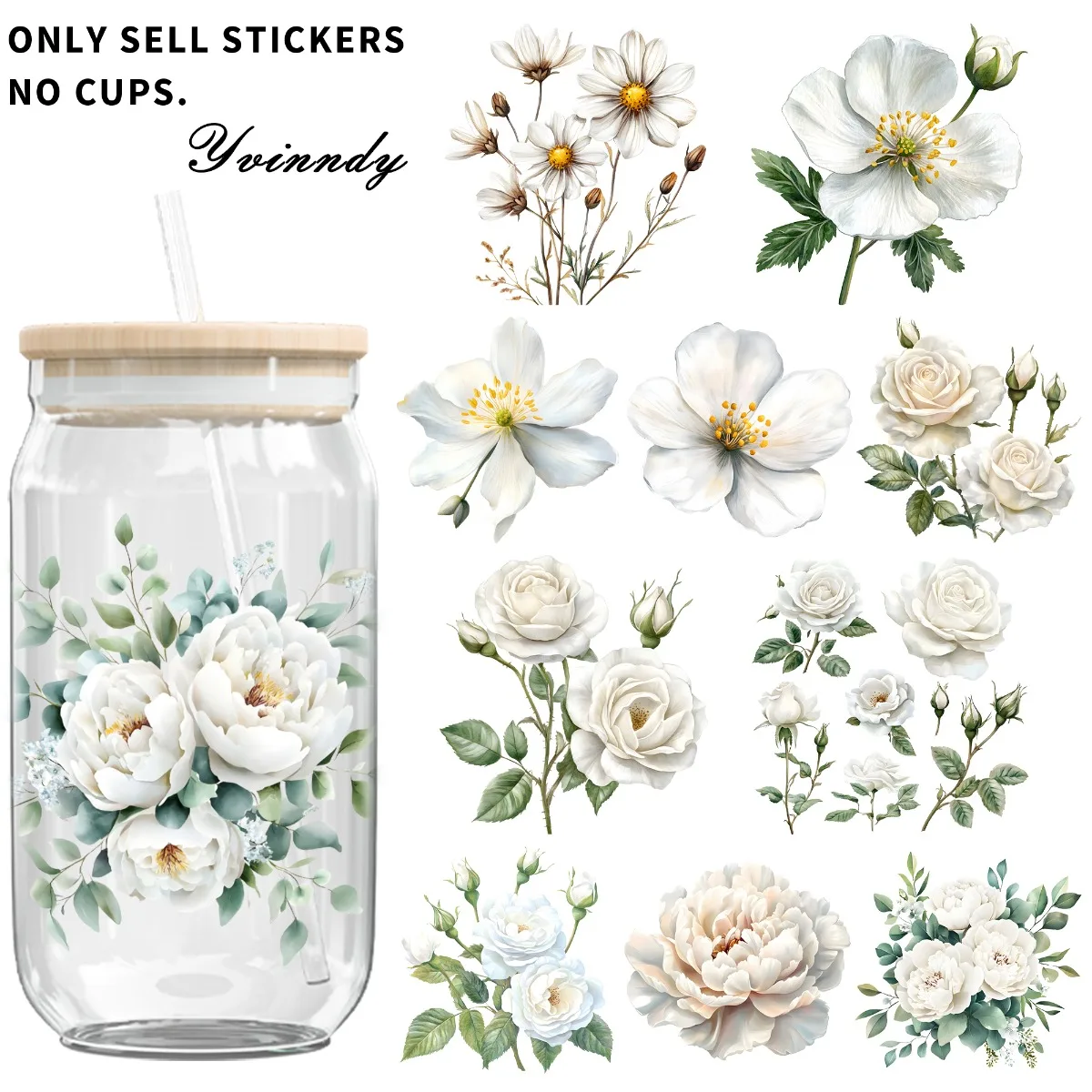 5 Stück/Set mit 16OZ UV-DTF-Folien-Transferpapier mit Osterblumen-Design, geeignet für Tassen (Tasse nicht im Lieferumfang enthalten)