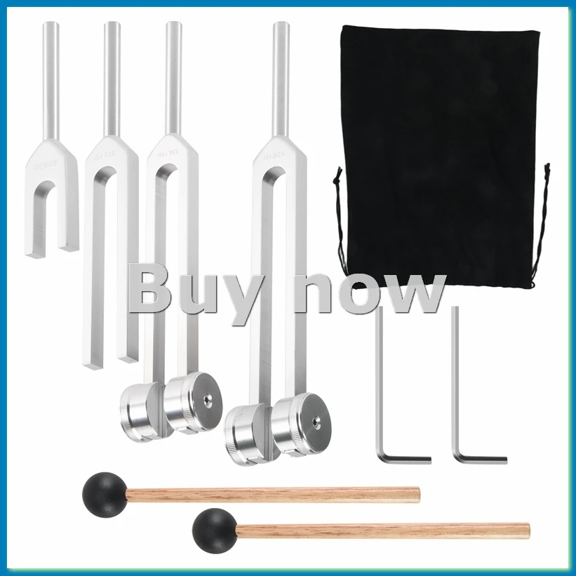 Tuning Fork Set (128Hz, 136.1Hz, 512Hz,4096Hz) of Tuning Forks with Reflex Hammer for Healing Chakra Set Healing Musical-A14I