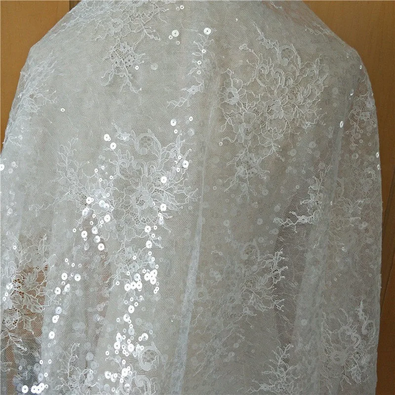 

New Luxury French Sequin Lace Fabric High-end Wedding Children's Clothing DIY Background Decoration Accessories Materials