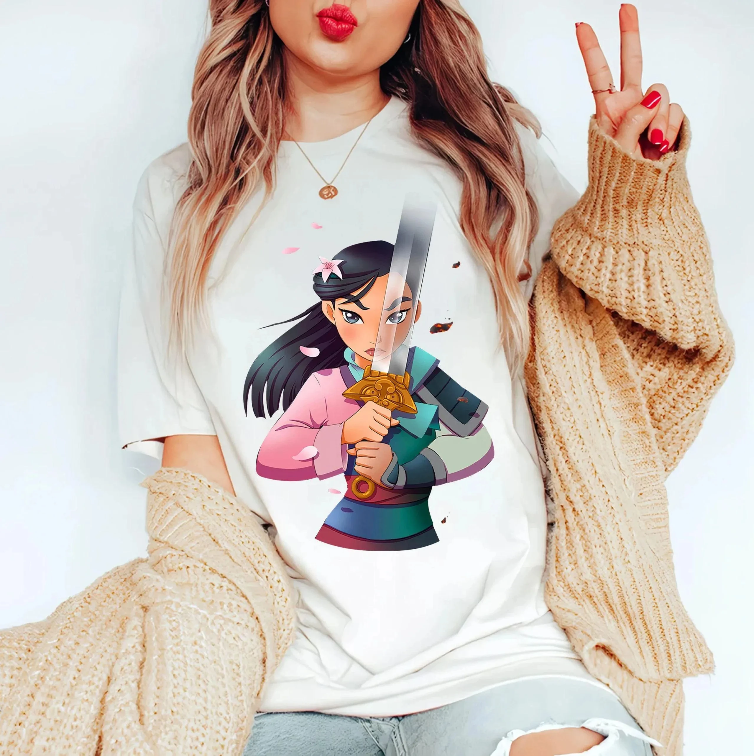 

Disney Mulan Animated Half Girl Half Warrior Graphic T-Shirt Disney Princess Shirt WDW Family Vacation Shirt Disneyland Shirt