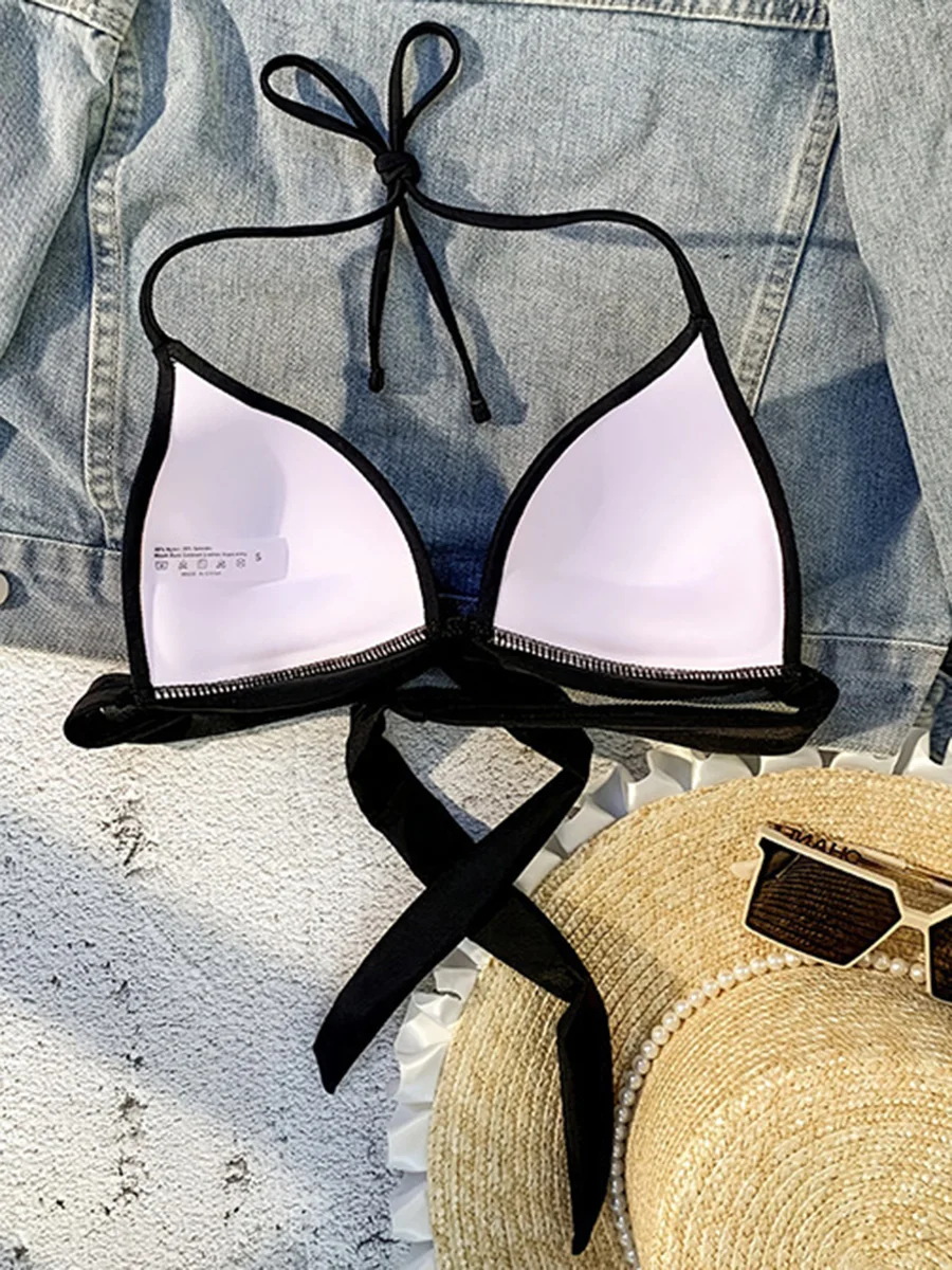 XS - XL Sexy 2025 Push Up Bra Cup Halter Bikini Top Female Swimsuit Women Swimwear Bather Bathing Suit Swim Solid Beach wear Top - Image 6