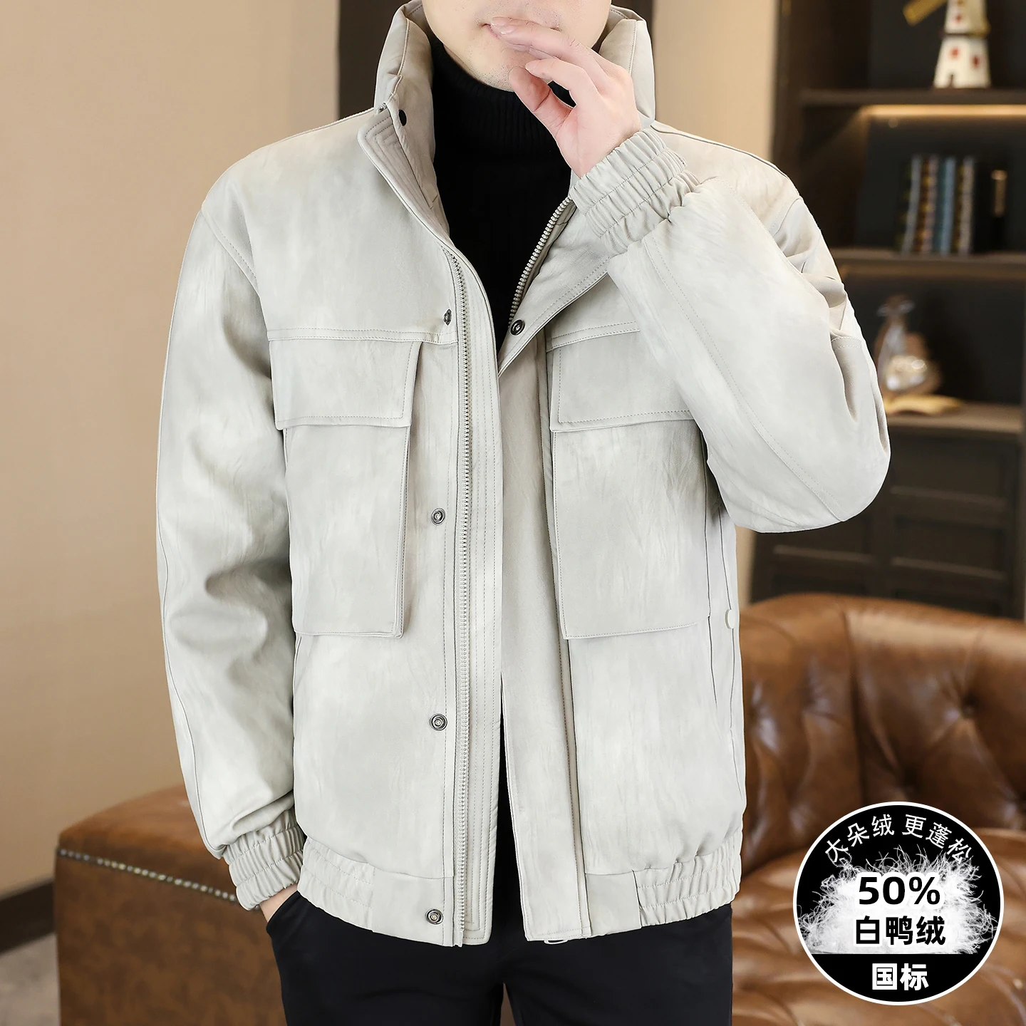 

Casual Warm Duck Down Jackets 2025 Winter Men's Solid Color Short Style Puffer Coats Outwear Windproof Thicken Padded Top Parkas
