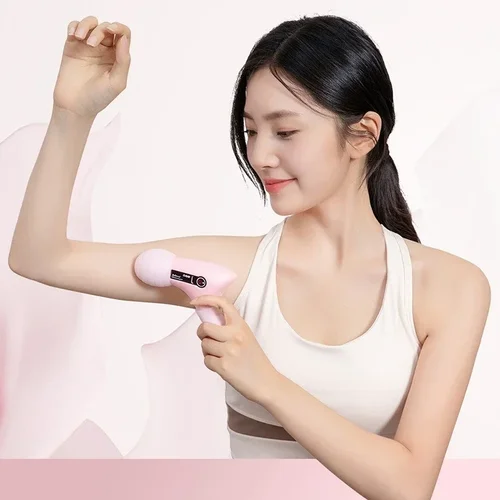 미니 마사지 LCD 스크린 근육 마사지기, 휴대용 전기 근막 건, 목 발 바디 근막 건, 6 헤드 건 