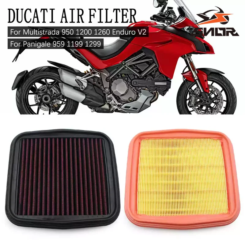 SNOR Heavy Flow Washable Air Intake Filter For DUCATI Panigale 955 959 1199 1200 1260 1299 Multistrada V2 950 Diavel 1260 S