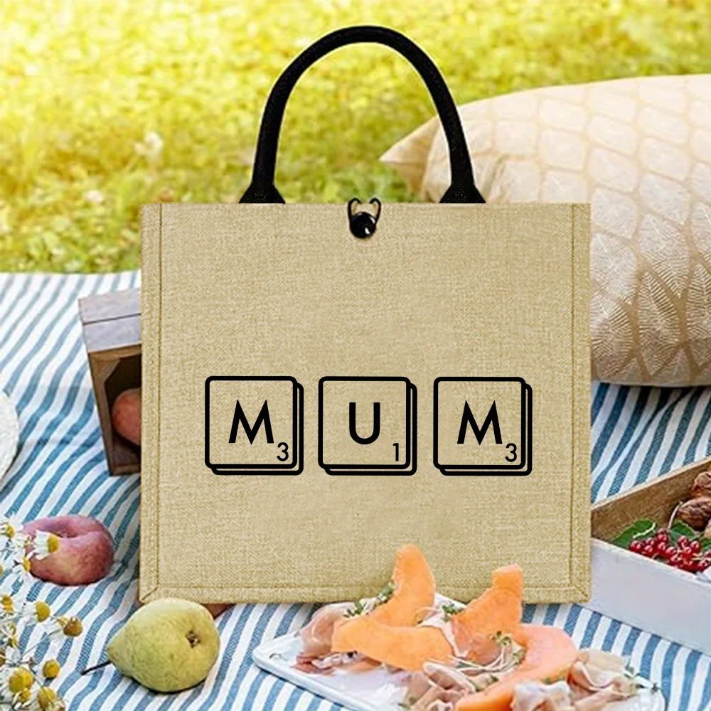 

A Jute Bag for Mothers This Large Capacity Handbag Features a Trendy and Easy Design Making It Durable for Outdoor Picnics