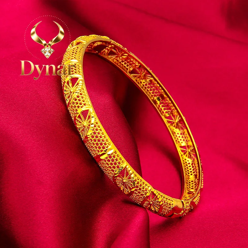 Dynar Jewelry   24K gold 8mm snap bracelet  AU999 full gold, classic wide and thick bracelet, everyday wear shows elegant style