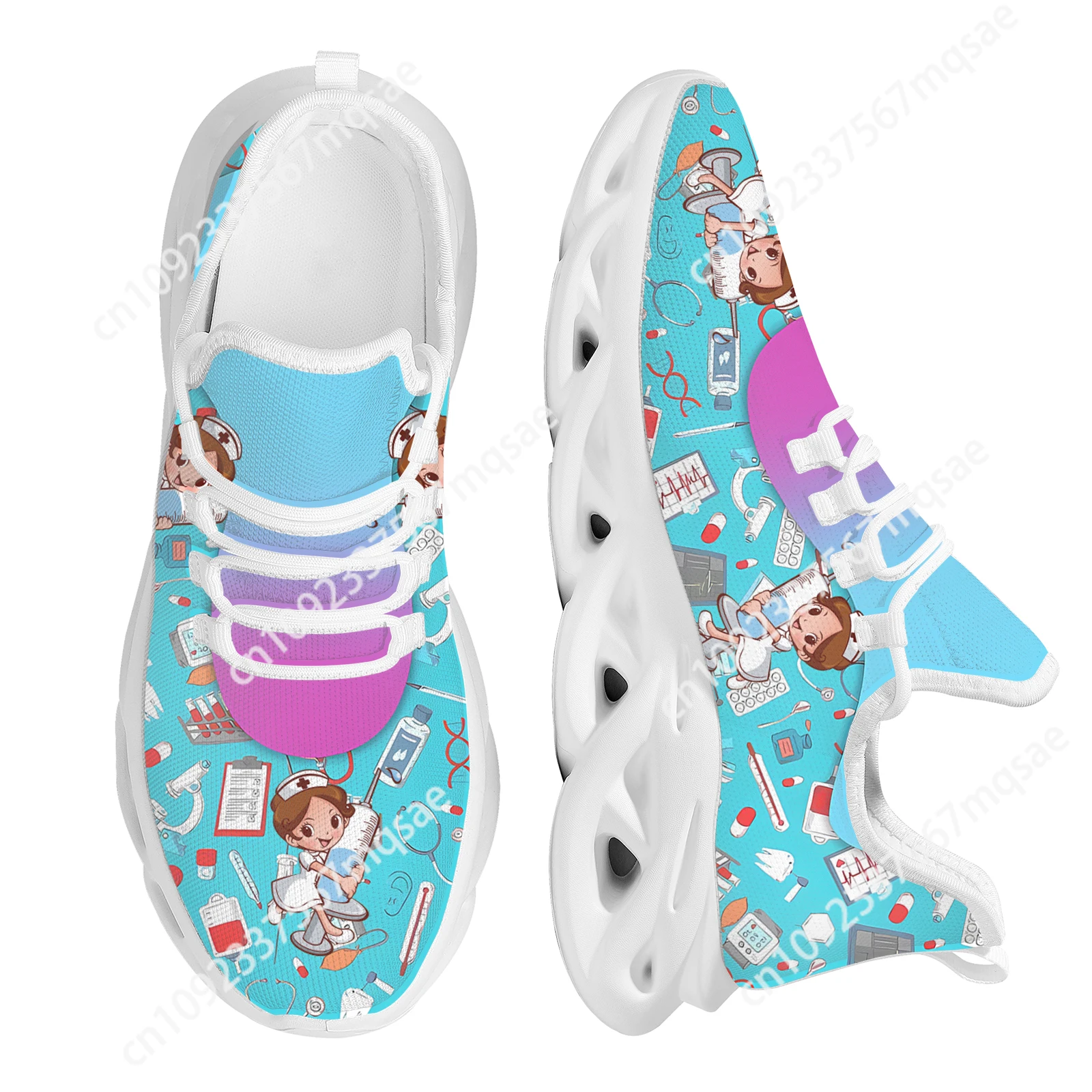 

Custom Women's Mesh Shoes Kawaii Nurse Girls Print Height Increasing Platform Shoes for Hospital Non-Slip Running Tennis