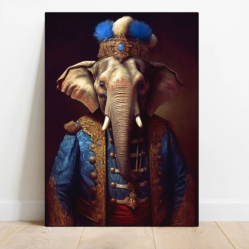 Wolf Lion Panther Rooster Cheetah Crow Deer Penguin Vintage Knight Animal Poster Canvas Painting Wall Art Picture for Room Decor - view 4