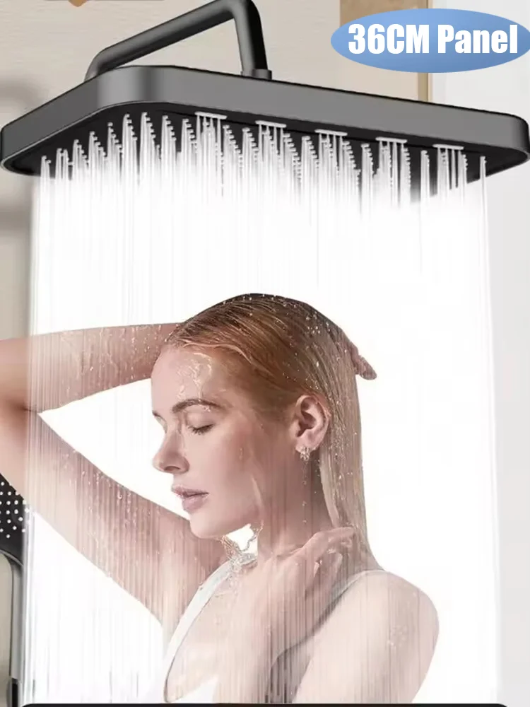 

Ультрабольшая панель 36 см, большой поток, насадка для душа на потолке, вращение на 360 градусов, утолщенный душ для ванной комнаты высокого давления