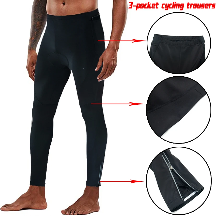 Summer Men's Cycling Tight Pants 3 Pocket Long-distance MTB Road Bike Cycling Long Pants Trousers