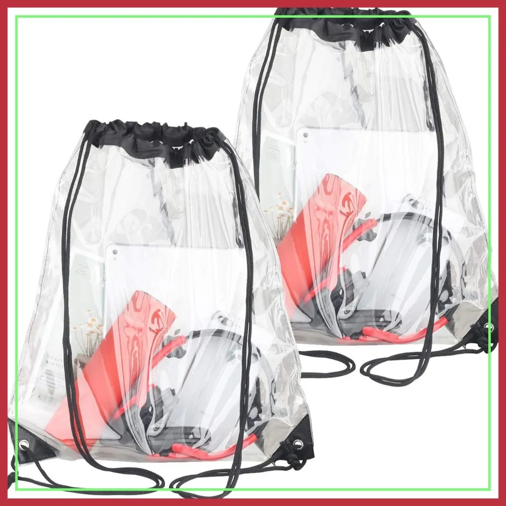 

2 Pack Clear Drawstring Bags, Waterproof Small Stadium Bag for Events, Concerts & Sports - Security Approved