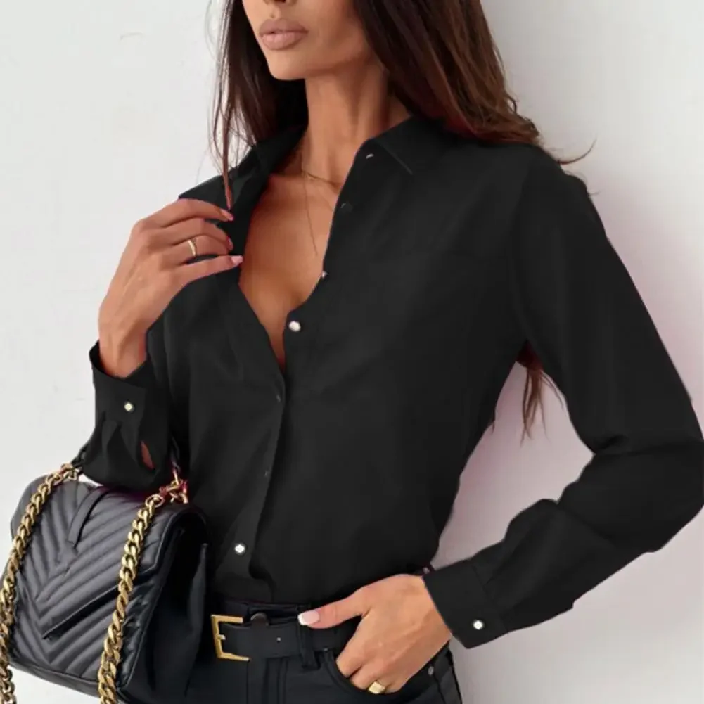 Autumn Fashion Long Sleeve Shirt Blouse Women Office Elegant Button Tops Casual White Black Shirts For Women 2024 New Blouse