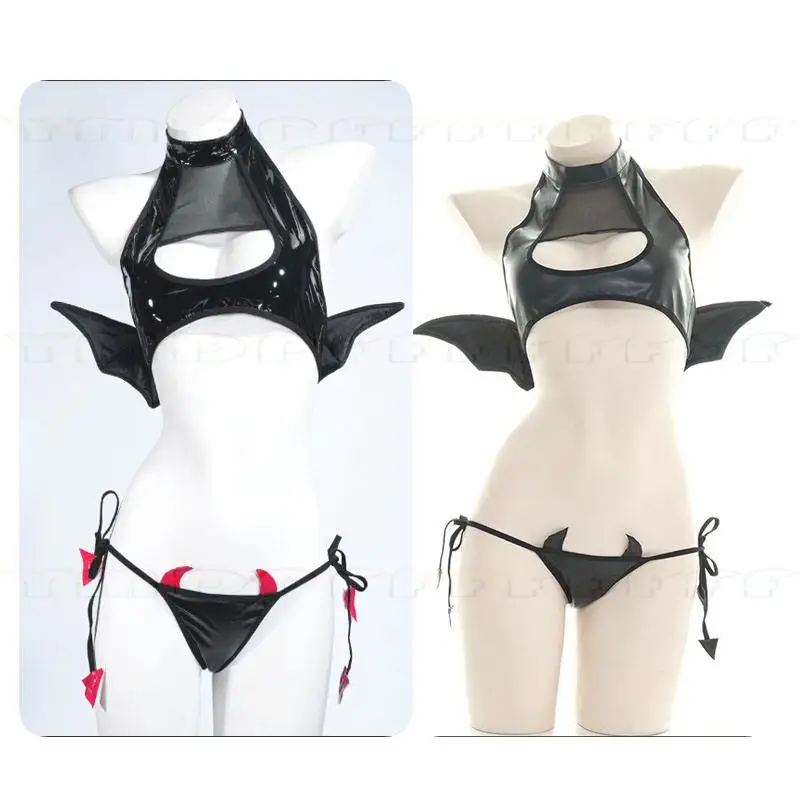 

Аниме Fun Lacquer Devil Wings, нижнее белье для косплея, флирт с открытой грудью, платье для ролевых игр, страстный комплект, хит продаж