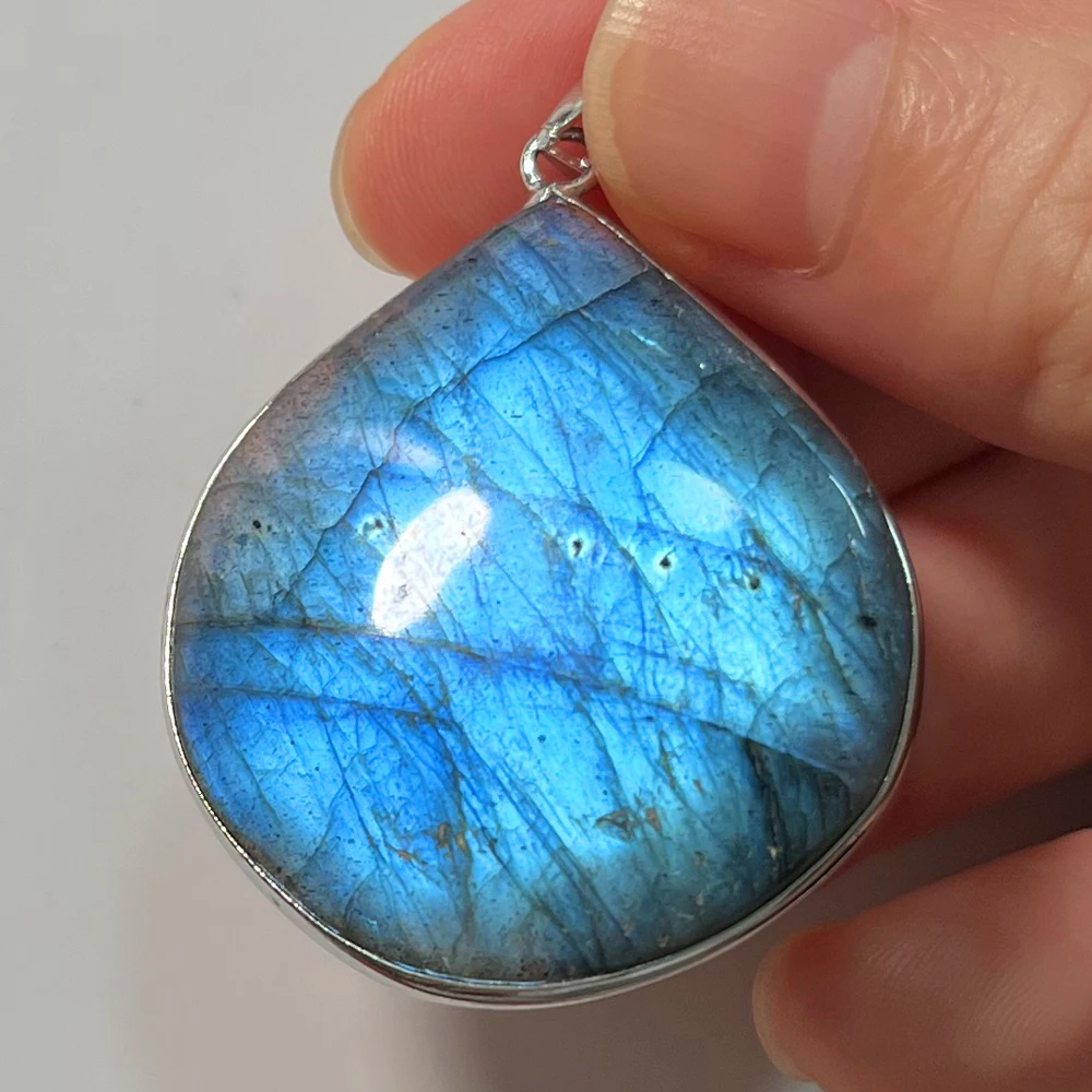 Gem Pendant Natural Stone Irregular Shape Bead Purple Blue Labradorite Necklace Pendant for Women Men Jewelry Gift 1Pcs