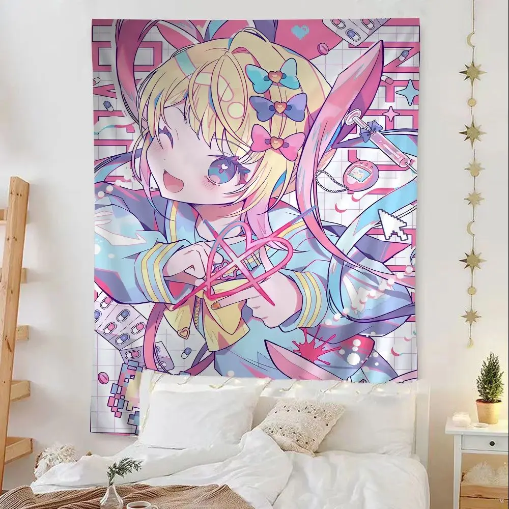 VIKAMA Kawaii Anime Girl Tapestry Wall Hanging, Otaku Culture, Bedroom, Living Room, Dorm And Gaming Room , Aesthetic Home Decor