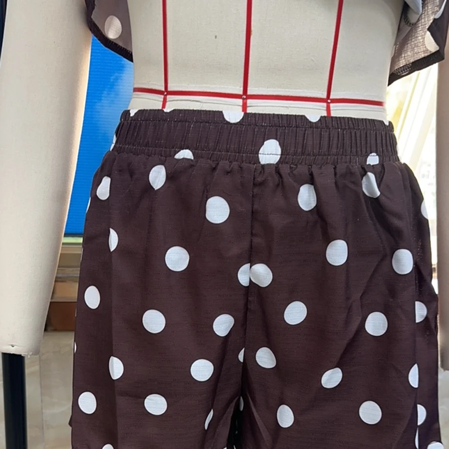 Women's 2-Piece Sleeveless Tank Top And Shorts Set Spring Summer Open Fork Outfit Dot Print Side Split Casual Wear