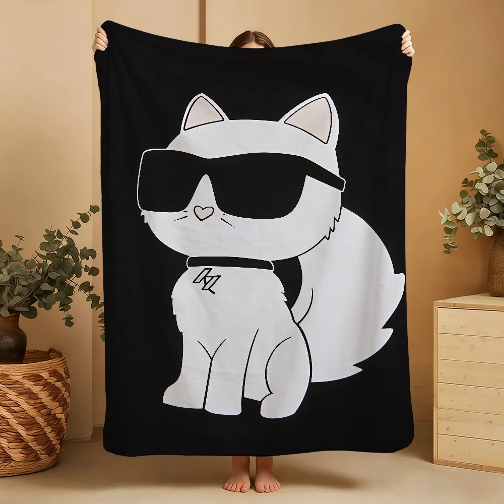 Manta de Felpa Súper Acogedora con Diseño de Gato Negro para Sala de Estar, Sofá, Regalos de Cumpleaños Infantiles