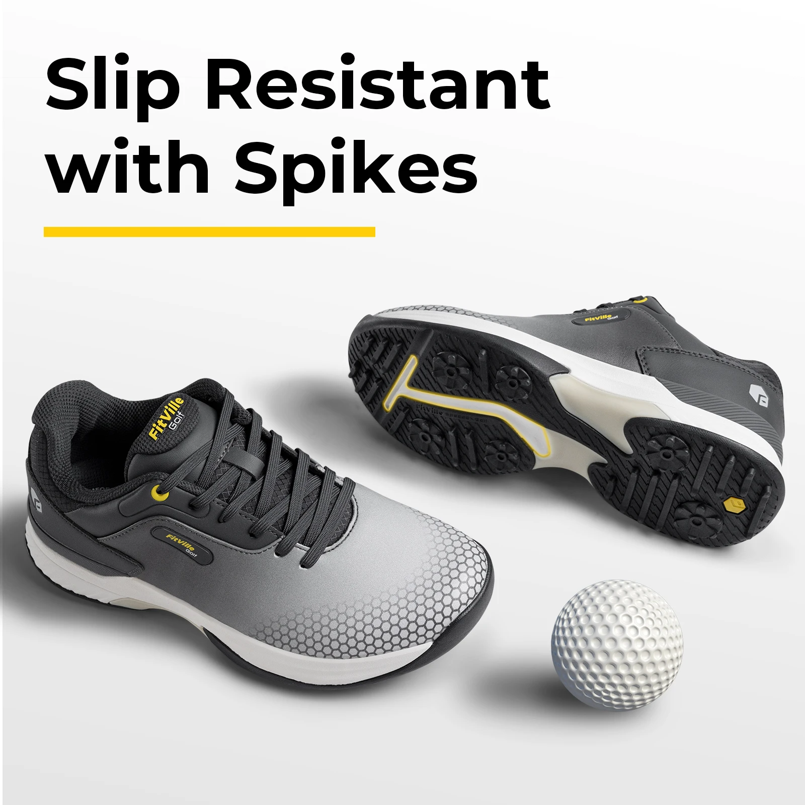 FitVille Men's Golf Shoes Extra Wide Golfing Sneakers for Men Professional Outdoor Waterproof Golfers Footwear Non Slip Comfort