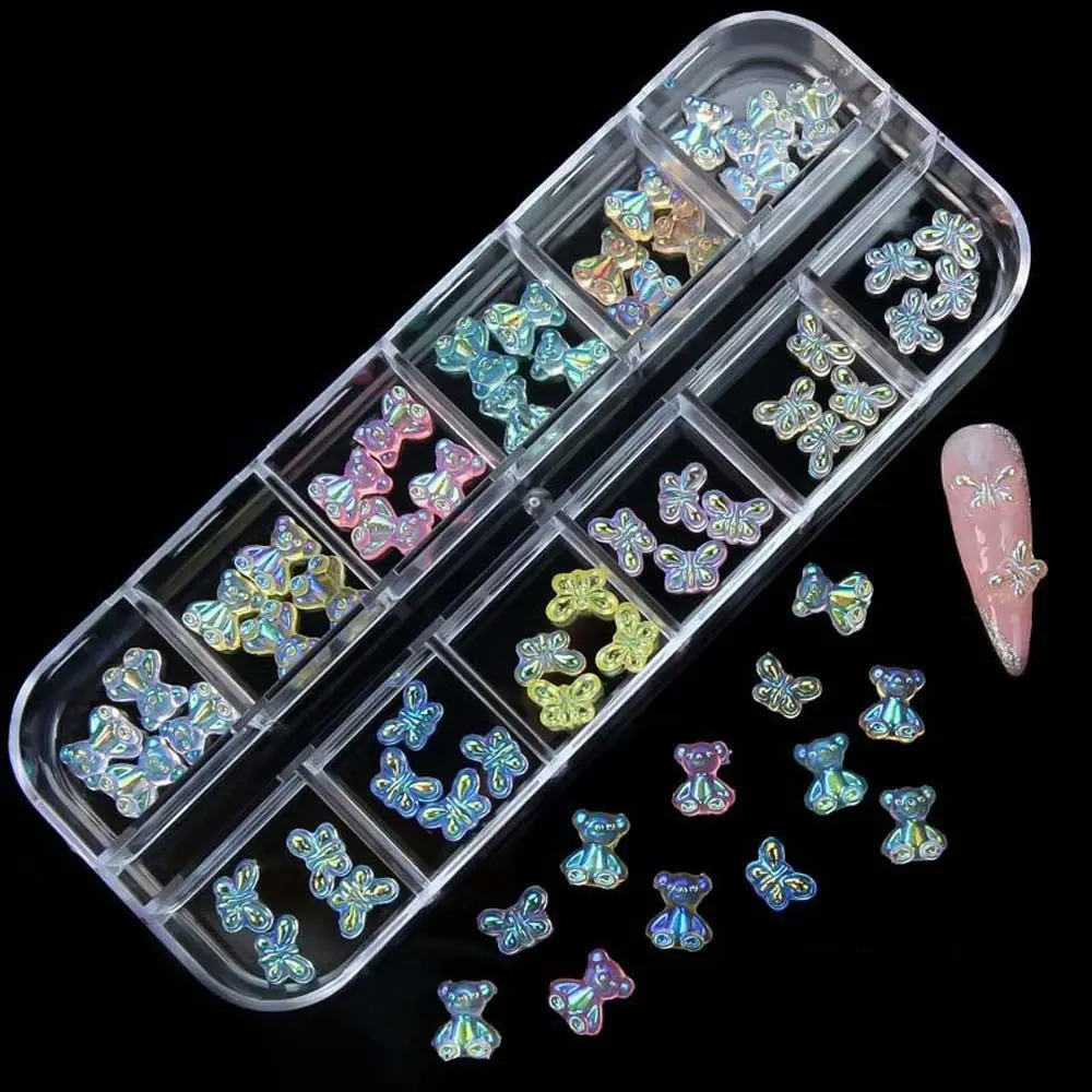 Bowknot Bow Nail Decorations Aurora Bear Manicure Accessories Steel Ball Nail Beads Nail Art Supplies DIY Nail Charms