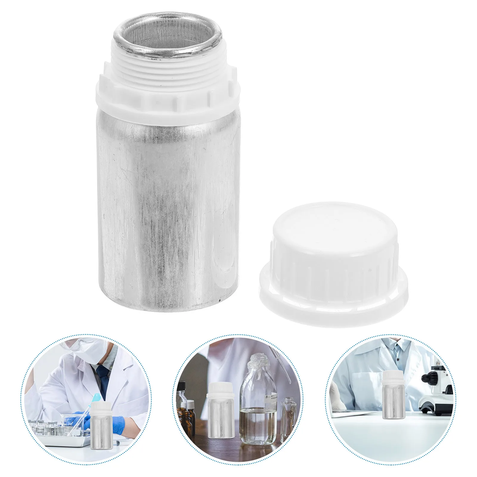 

4 Pcs Aluminum Bottle Sample Vial Liquid Seal Container Lab Bottles Laboratory Refillable Chemical Containers