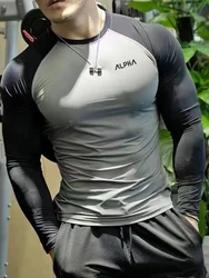 Top Slim Fit Elasticity T Shirt for Man Tight Men's Clothing Gym Black Running A Winter Size Fashion Trends 2024 It Normal Sale