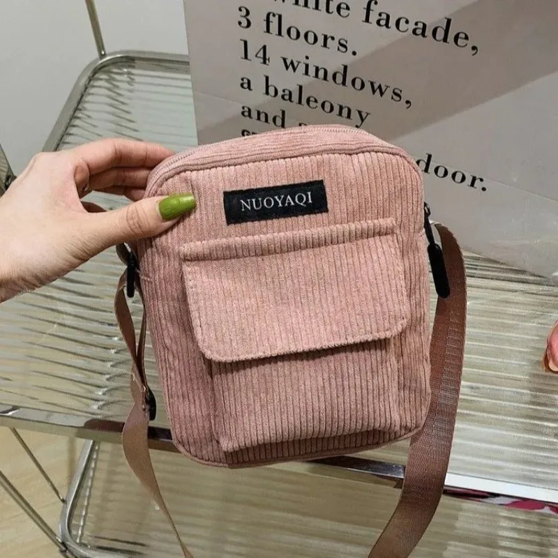 Fashion Women Corduroy Crossbody Messenger Bag Shoulder Bags Ladies Casual Handbag for Women