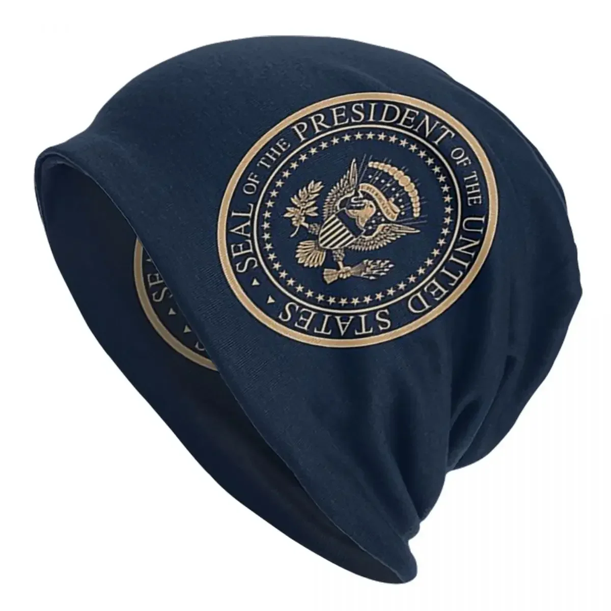 

Donald Trump Presidential Seal Bonnet Hats Knitted Hat Casual Street USA Vote Election Skullies Beanies Hats Men's Warm Cap