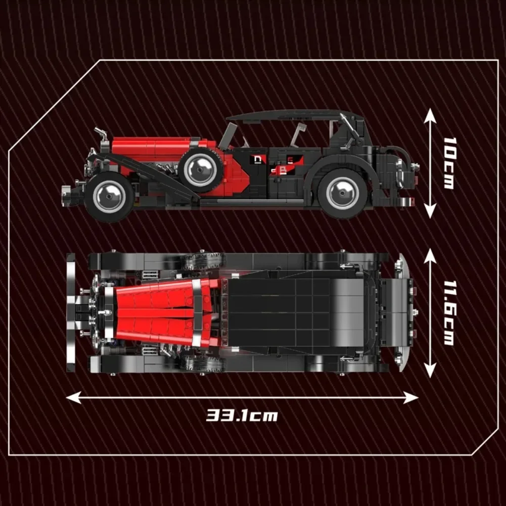 Mould King 10114 juguetes de coche técnico, conjunto de bloques de construcción de coche Vintage rojo, juego de ladrillos de coche antiguo, regalo de Navidad para niños