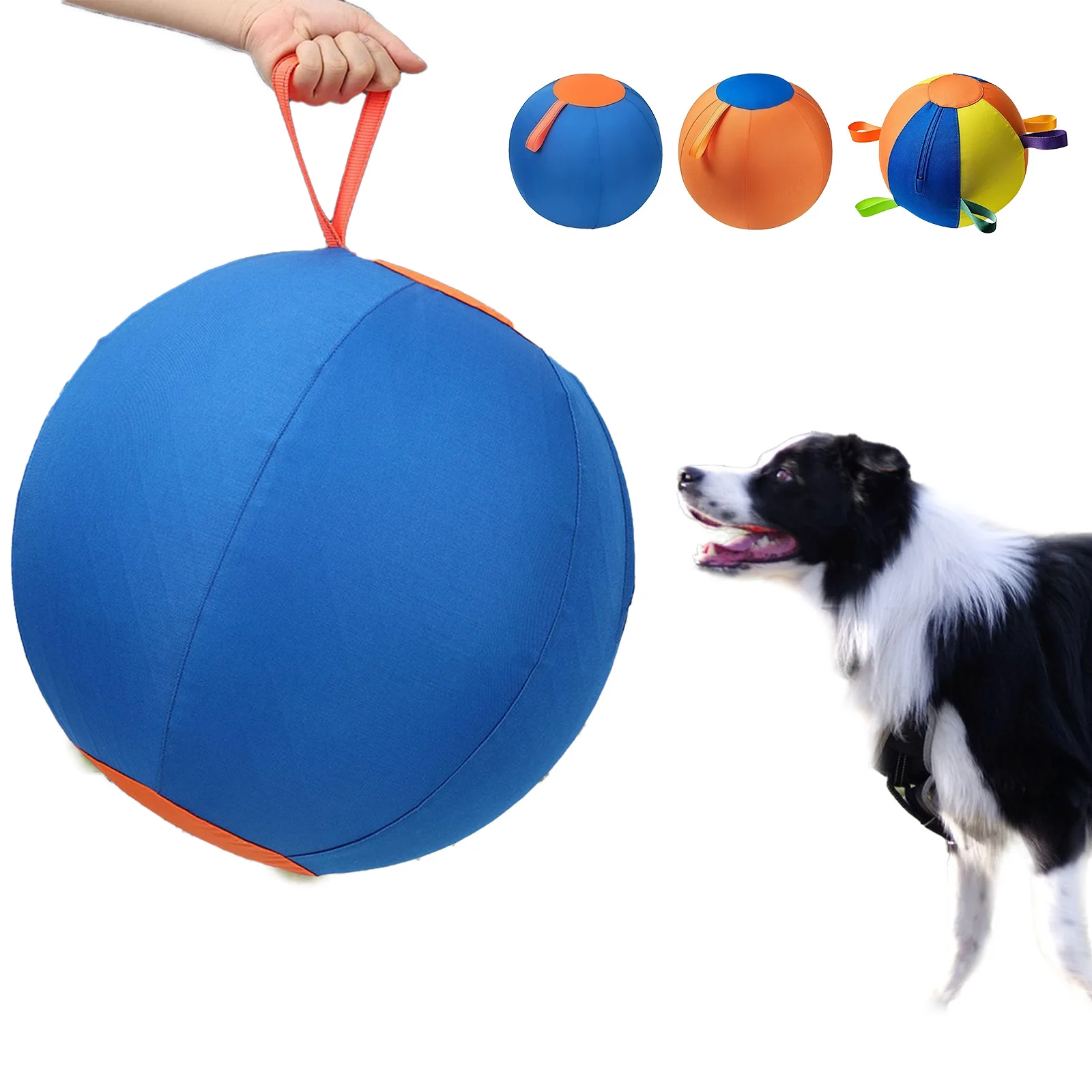 Herding Ball with Heavy-Duty Handle Cover & Pump Tear- Inflatable Toy for Shepherd Border Collie Cattle Dogs