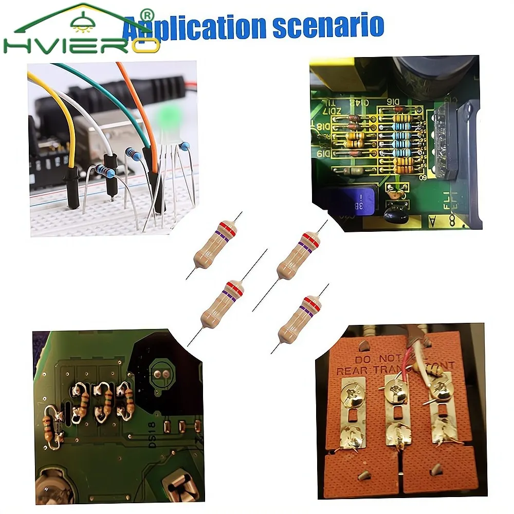 1000Pcs 470 Ohm Resistors 1/4W Cylinder for DC 12V LEDs High-power 470R 5% Carbon Film Resistor Direct Insertion Four Color Ring