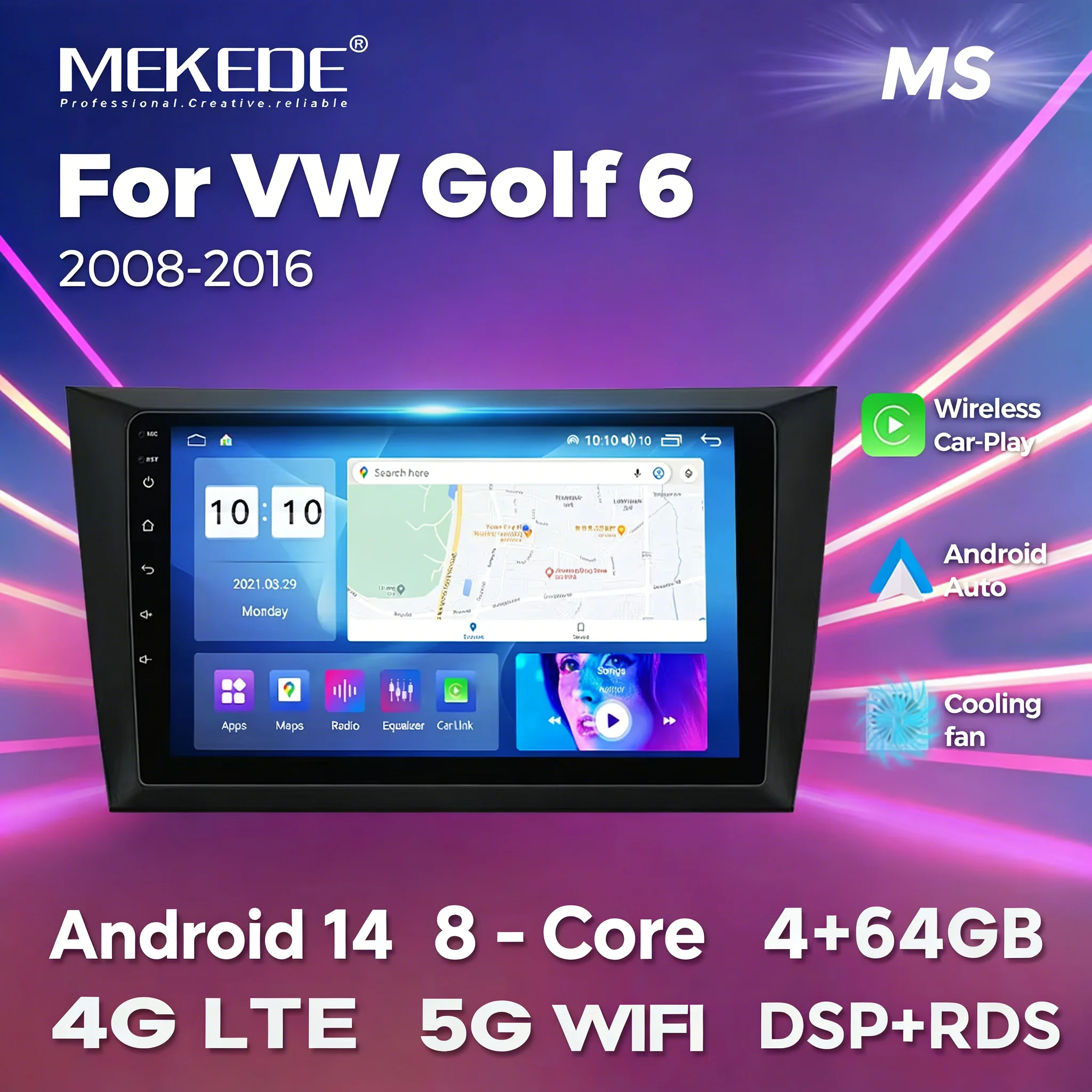 

MEKEDE Android-система GPS для Volkswagen VW GOLF 6 VI 2008-2016, автомобильный радиоприемник, авто видеоплеер, стерео 2 Din, разделенный экран